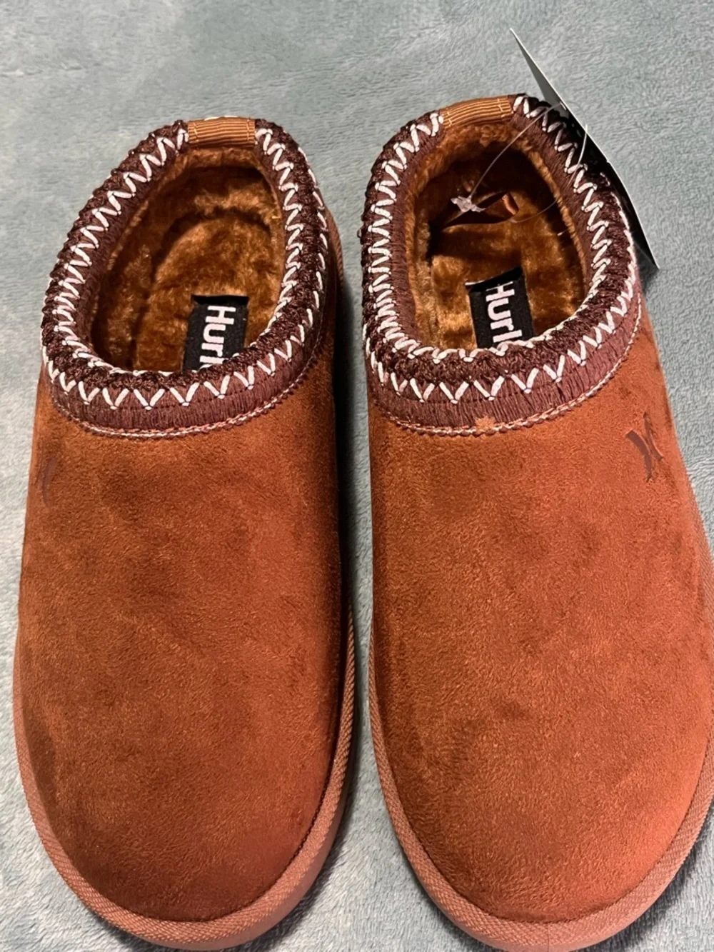 Hurley Kids Rust Brown Slip-On Fuzzy Lined Slippers